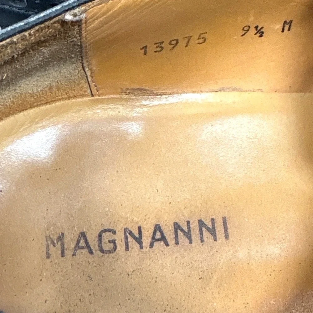 Magnanni #13975 Cap Toe Oxford Brogue Dress Shoes Black Men's Size 9.5 M US